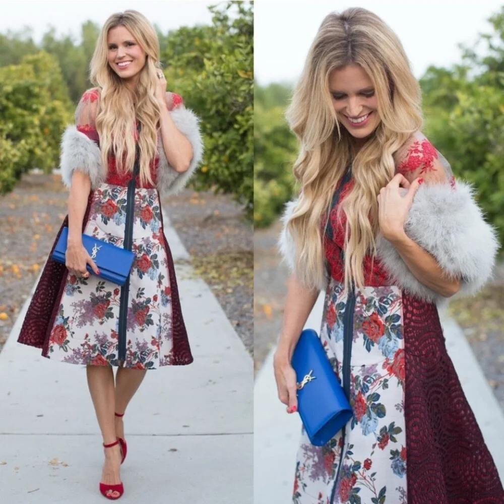 Byron Lars Winter Rose Dress Red Motif - Picture 16 of 16